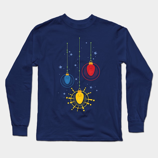 Trio of Hanging Christmas Light Bulbs Long Sleeve T-Shirt by 513KellySt